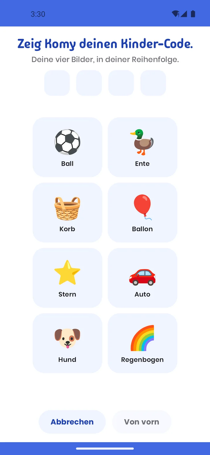 Kinder-Code auf dem KOMY Phone