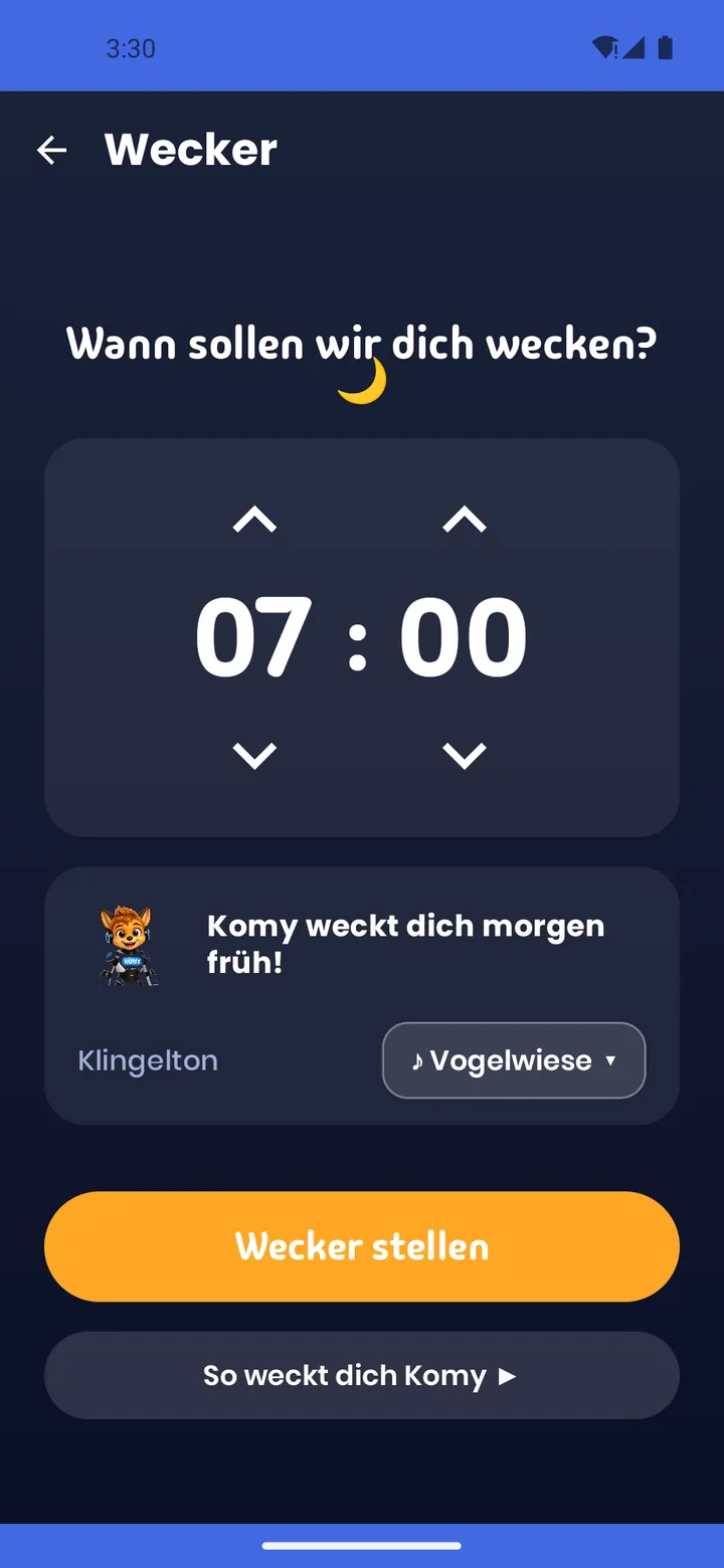 Wecker auf dem KOMY Phone