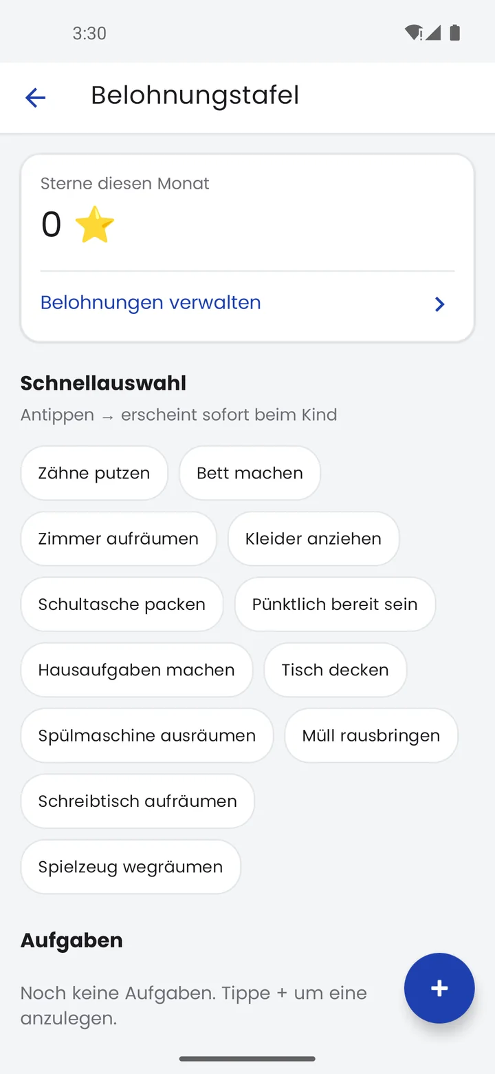 Belohnungstafel in der Eltern-App